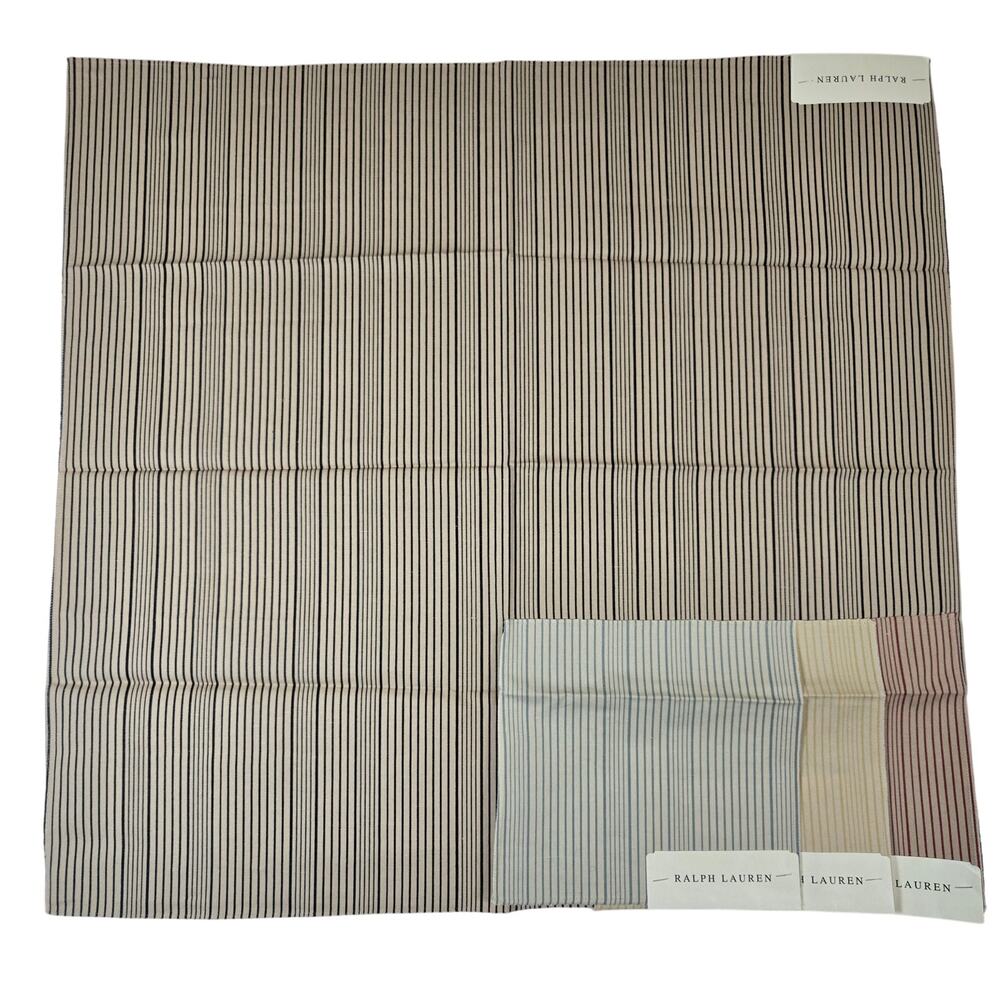 VTG Ralph Lauren Upholstery Fabric Remnant Bigelow Stripe Onyx/Tan 27x27 0795